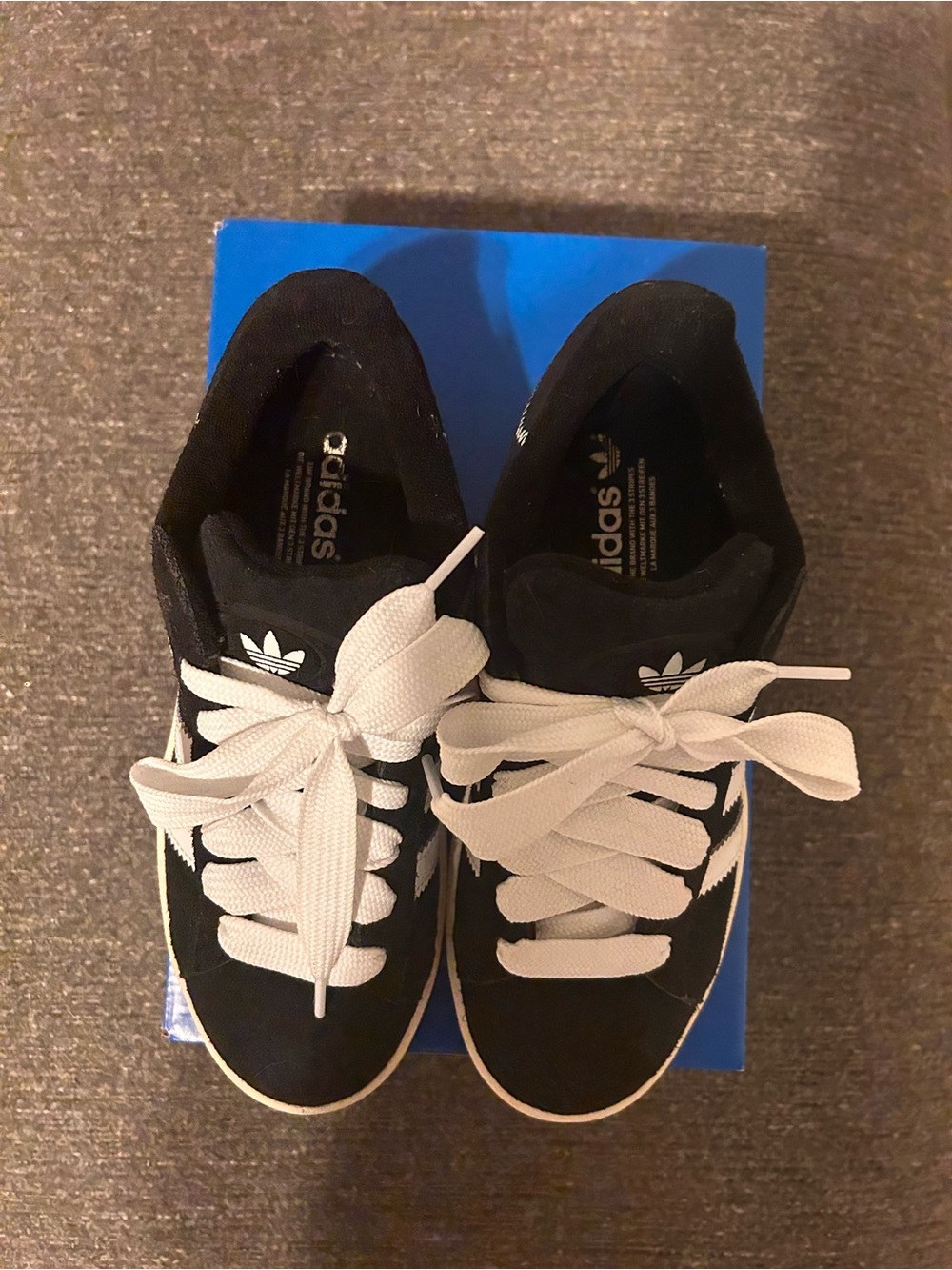Adidas Campus Black White Sneakers with Gum Sole - Picture 2 of 5